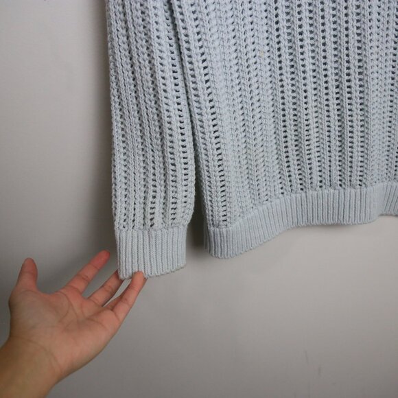 Aritzia Wilfred Free Afterglow Glacier Blue Mesh Cotton Boatneck Sweater Small - Picture 5 of 9